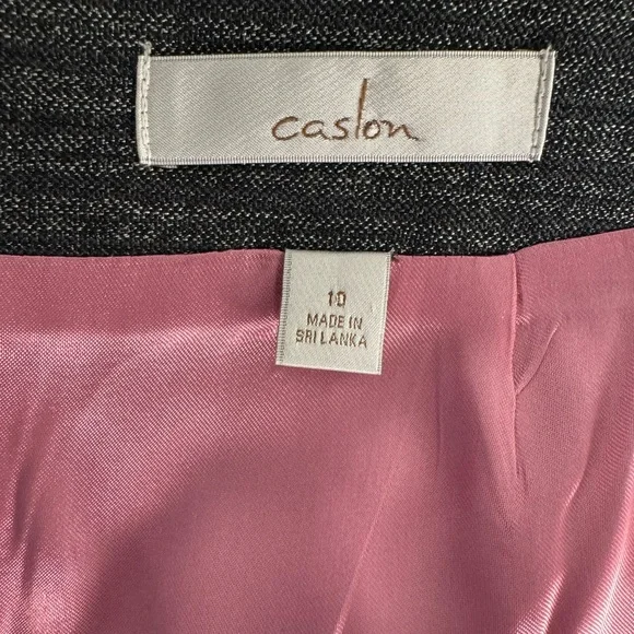 Caslon Striped Gray Pencil Skirt with Pink Lining Size 10 - Picture 6 of 10